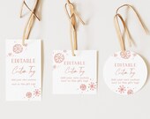 Snowflake On The Way Pink Baby Shower Gift Tags Baby It's Cold Outside Thank You Tags Girl Baby Shower Winter Wonderland | winter