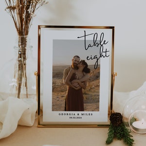 Photo Table Numbers Template Wedding Modern Table Number Cards Printable Table Number Signs | Georgia
