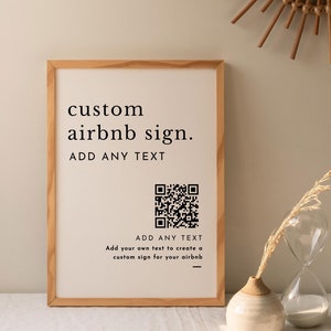 Custom Airbnb Sign, Qr Code Sign, Vacation Rental Printable Sign, Airbnb Signage