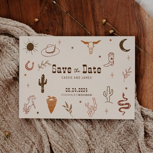 Western Save The Date Template Wild West Boho Southwestern Wedding Ranch Wedding South Texas Wedding Save The Date | Cassie