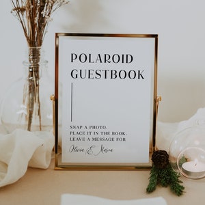 Modern Photo Guestbook Sign Template Download, Minimalist Wedding Polaroid Guestbook Sign  | Olivia