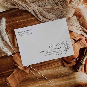 Wedding Envelope Template Modern Wedding Envelope Address Template Greenery | Tierra