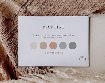 Wedding Attire Card Template Elegant Guest Dress Code Insert Card Wedding Color Palette Insert Wedding Mood Board for Guest Classic | June