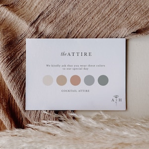 Wedding Attire Card Template Elegant Guest Dress Code Insert Card Wedding Color Palette Insert Wedding Mood Board for Guest Classic | June