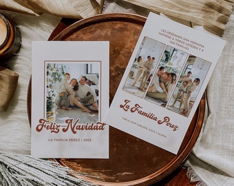 Feliz Navidad Card Template Spanish Christmas Card Template Editable Download Christmas Card Photo Template Retro Christmas Card