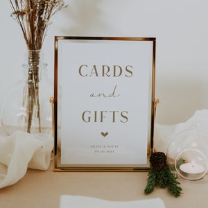 Modern Gold Cards and Gifts Sign Printable Gold Wedding Sign Baby Shower Sign Modern Gold Bridal Shower Gift Sign Cards + Gifts | Julia
