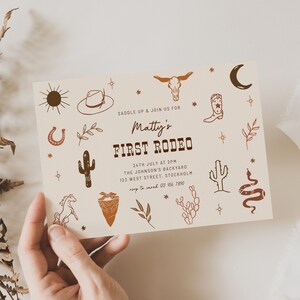 My First Rodeo Birthday Invitation Template Western Cowboy Birthday Invitation Ranch Birthday Invitation Printable Southwestern | Cassie