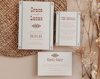 Western Wedding Invitation Suite Southwestern Wedding Invitation Printable Ranch Wedding Invitation Cowboy Wedding Invitation | Dallas