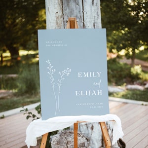 Dusty Blue Wedding Welcome Sign Blue Template Wedding Sign Template Download Wedding Sign | Lia in Dusty Blue