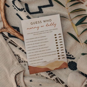 Who Said It Mommy or Daddy Game Desert Baby Shower Guess Who Game Cactus Baby Shower Game - Instant Download Template | AVA