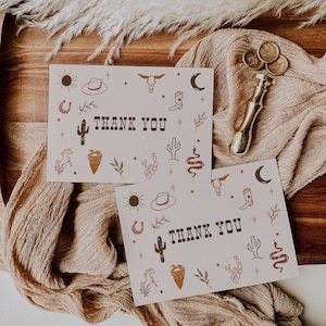 Wild West Thank You Card Template Western Cowboy Thankyou Card Southwestern Thank You Card Instant Download | Cassie