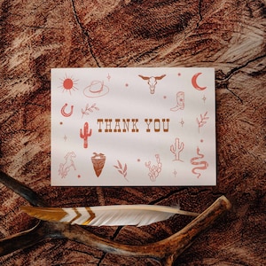 Cowgirl Thank You Card Template Southwestern Desert Cow Girl Thankyou Card Wild West Thank You Card | Cassie
