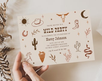 Wild West Birthday Invitation Template Western Cowboy Birthday Invitation Ranch Birthday Invitation Southwest Rodeo Birthday | Cassie