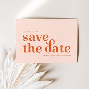 Retro Save The Date Template Do It Yourself 70s Wedding Save The Date Card Printable Editable | Ashley