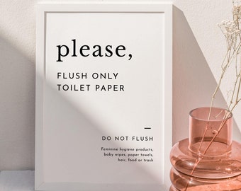 Airbnb Bathroom Sign, Flush Only Toilet Paper, Septic System, Do Not Flush Sign, Vacation Rental Printable Sign, Airbnb Toilet Sign