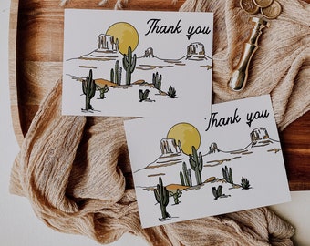 Desert Thank You Card Template Cactus Baby Shower Thankyou Card Desert Baby Shower Instant Download | W1