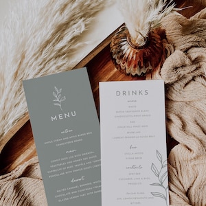 Wedding Menu Template, Sage Menu Card Double Sided | Nala