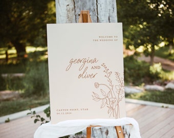 Wedding Welcome Sign Template Beige Boho Wedding Welcome Sign Printable Welcome Sign Wedding Sign | Indy