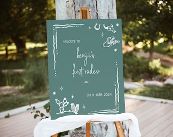 My First Rodeo 1st Birthday Welcome Sign Southwestern Birthday Welcome Sign Printable Western First Birthday Welcome Sign | W2