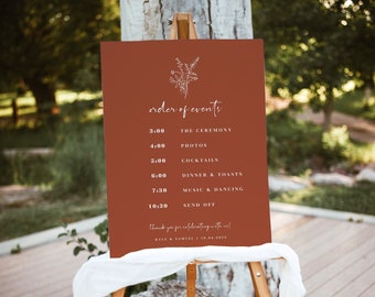 Terracotta Wedding Order of Events Sign Template Desert Wedding Order of Events Sign Wedding Timeline Sign Boho Wedding | Mia