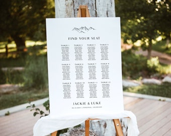 Mountain Wedding Seating Chart Template Editable Seating Chart Templates Wedding Mountains Digital Download | Colorado