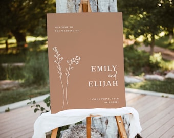 Botanical Wedding Welcome Sign Template Beige Boho Wedding Welcome Sign Printable Welcome Sign Wedding Sign | Lia