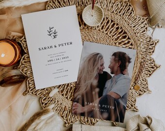 Photo Wedding Invitation Minimalist Wedding Invite Printable DIY Modern Wedding Invite Double Sided | Lola