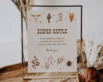 Cowboy Baby Shower Diaper Raffle Sign Template Western Baby Shower Diaper Raffle Cards Baby Shower Game Printable Texas Ranch | Cassie