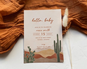 Desert Baby Shower Invitation Cactus Arizona Baby Shower Hello Baby Invite Editable Template | AVA