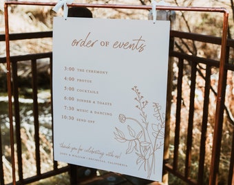 Order of the Day Sign Boho Order of Events Sign Template Wedding Order of Events Sign Floral Wedding Timeline Sign Boho Wedding  | Indy