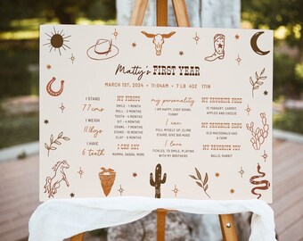 Wild West 1st Birthday Milestone Sign Rodeo Milestone Board 1st Birthday Baby First Birthday Milestone Sign | Cassie