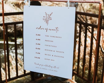 Boho Wedding Order of Events Sign Template Terracotta Wedding Order of Events Sign Desert Wedding Timeline Sign Boho Wedding | Mia