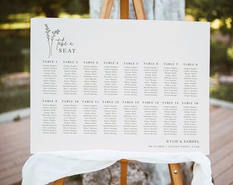 Sage Green Wedding Seating Chart Template Editable Seating Chart DIY Digital Download Modern Minimalist Wedding Sign | Lia in Sage