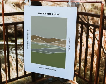 Mountain Welcome Sign Template Forest Green Mountains Wedding Welcome Sign Minimalist Printable Welcome Sign Wedding Sign | Hailey