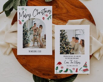 Modello di biglietto di Natale Foto Biglietto di Natale Biglietto di Natale Boho Biglietto di Natale Buon Natale Modello modificabile