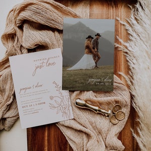 Nothing Fancy Just Love Invitation Elopement Announcement Card Wedding Reception Invitation Template | Indy