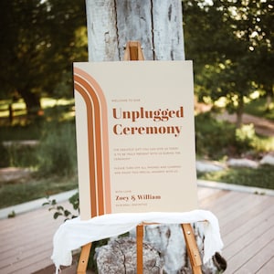 Retro Wedding Unplugged Ceremony Sign Template 60s 70s Wedding Sign Unplugged Ceremony Wedding Sign | Zoey