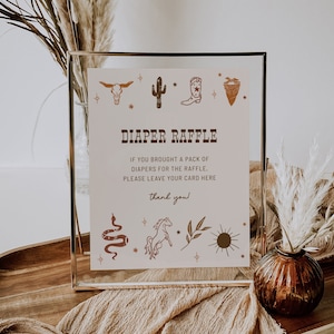 Cowboy Baby Shower Diaper Raffle Sign Template Western Baby Shower Diaper Raffle Cards Baby Shower Game Printable Texas Ranch | Cassie