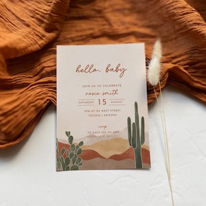 Desert Baby Shower Invitation Cactus Arizona Baby Shower Hello Baby Invite Editable Template | AVA