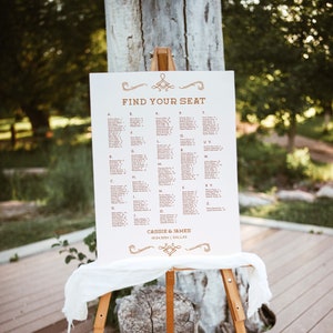 Modern Western Wedding Seating Chart Template Southwestern Wedding Editable Seating Chart Templates Boho Cowboy Wedding | Dakota