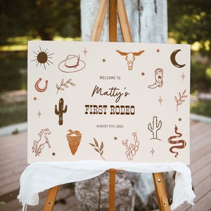 My First Rodeo 1st Birthday Welcome Sign, Southwestern Birthday Welcome Sign, Printable Western First Birthday Sign | Cassie