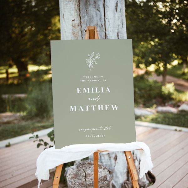 Sage Green Wedding Welcome Sign Template Green Welcome Sign Printable Boho Welcome Sign Wedding Sign | Desierto in Sage