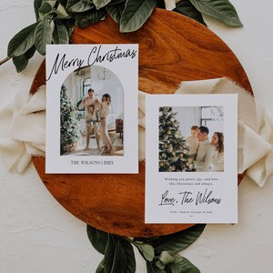 Photo Christmas Card Template Arch Christmas Card Minimalist Christmas Card Boho Holiday Card Merry Christmas Template Editable