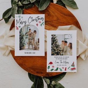 Christmas Card Template Photo Christmas Card Christmas Card Boho Holiday Card Merry Christmas Template Editable