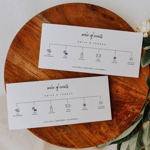 Minimalist Wedding Timeline Card Template Wedding Timeline Card DIY Wedding Icon Timeline Printable Instant | Ellie