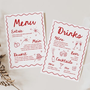 Hand Drawn Custom Menu Illustrated Squiggle Wedding Menu Template Hand Drawn Fun Wedding Customizable Menu Template | HD1