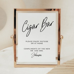 Cigar Bar Sign Template Wedding Cigar Sign Simple Wedding Sign Download Cigar Bar Editable Template Cigar Wedding Template | Ellie