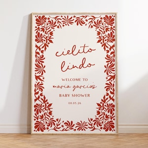 Terracotta Cielito Lindo Baby Shower Welcome Sign, Mexican Talavera Theme Baby Shower Sign | BT1