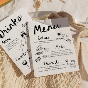 Hand Drawn Menu Template Illustrated Wedding Menu Template Hand Drawn Fun Wedding Menu Squiggle | HD3