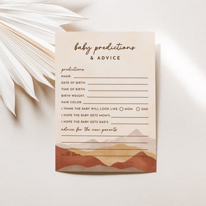 Desert Baby Predictions and Advice Desert Baby Shower Games Gender Neutral Prediction and Advice Cards Baby Prediction Cards | Ava
